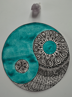 Yin Yang acuarela y zentangle