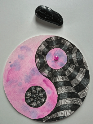Yin Yang acuarela y zentangle